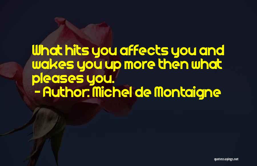Michel De Montaigne Quotes: What Hits You Affects You And Wakes You Up More Then What Pleases You.