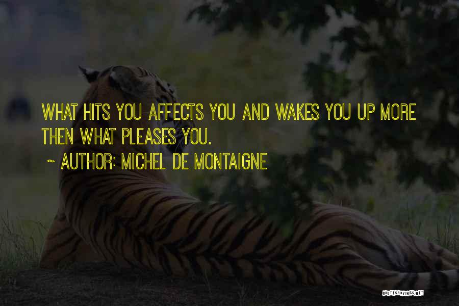 Michel De Montaigne Quotes: What Hits You Affects You And Wakes You Up More Then What Pleases You.