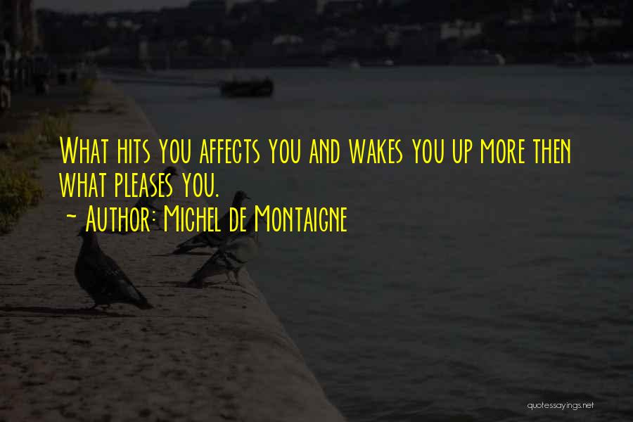 Michel De Montaigne Quotes: What Hits You Affects You And Wakes You Up More Then What Pleases You.