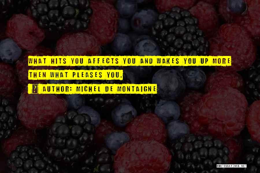 Michel De Montaigne Quotes: What Hits You Affects You And Wakes You Up More Then What Pleases You.