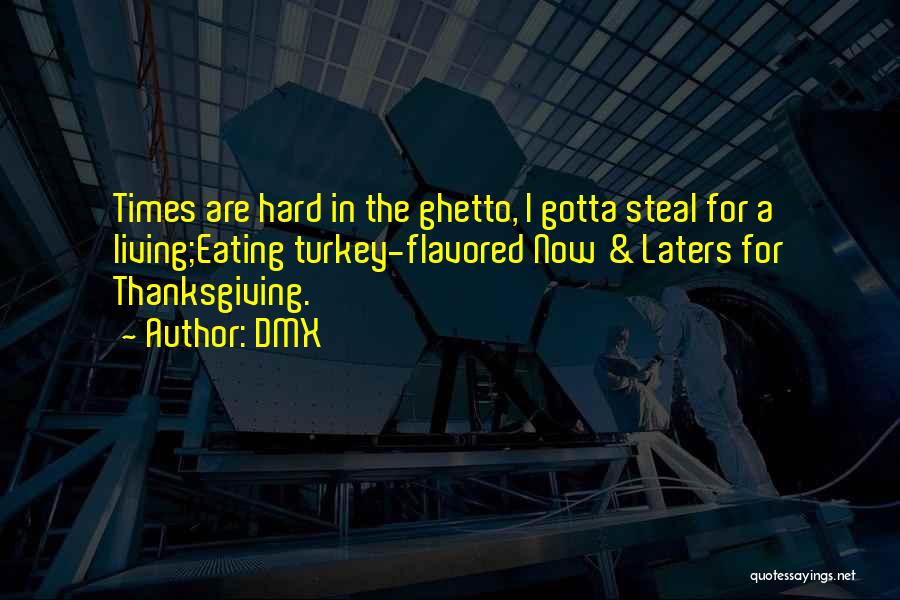 DMX Quotes: Times Are Hard In The Ghetto, I Gotta Steal For A Living;eating Turkey-flavored Now & Laters For Thanksgiving.