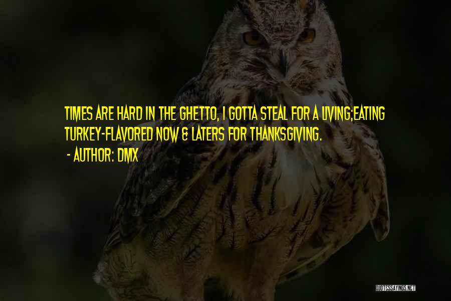 DMX Quotes: Times Are Hard In The Ghetto, I Gotta Steal For A Living;eating Turkey-flavored Now & Laters For Thanksgiving.
