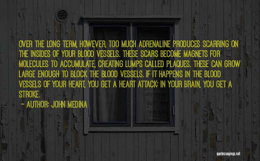 John Medina Quotes: Over The Long Term, However, Too Much Adrenaline Produces Scarring On The Insides Of Your Blood Vessels. These Scars Become