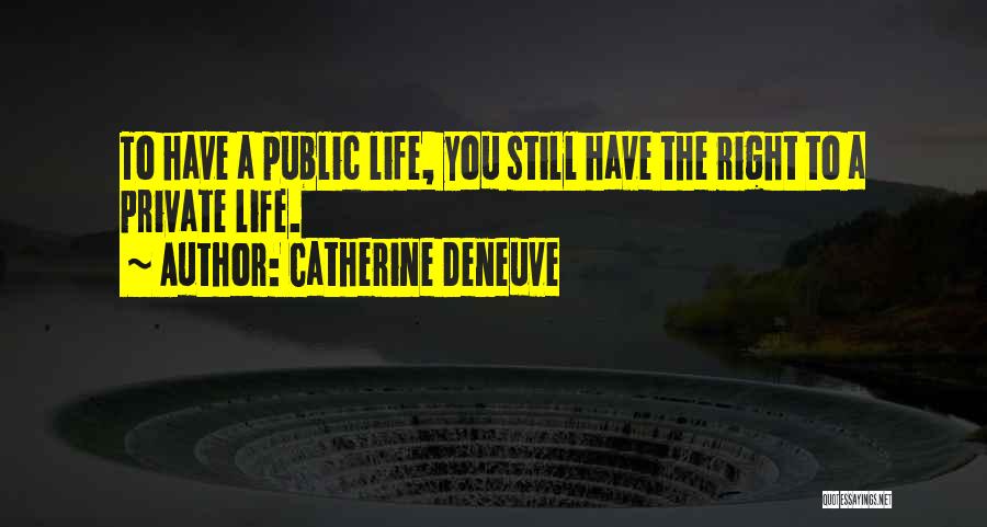 Catherine Deneuve Quotes: To Have A Public Life, You Still Have The Right To A Private Life.