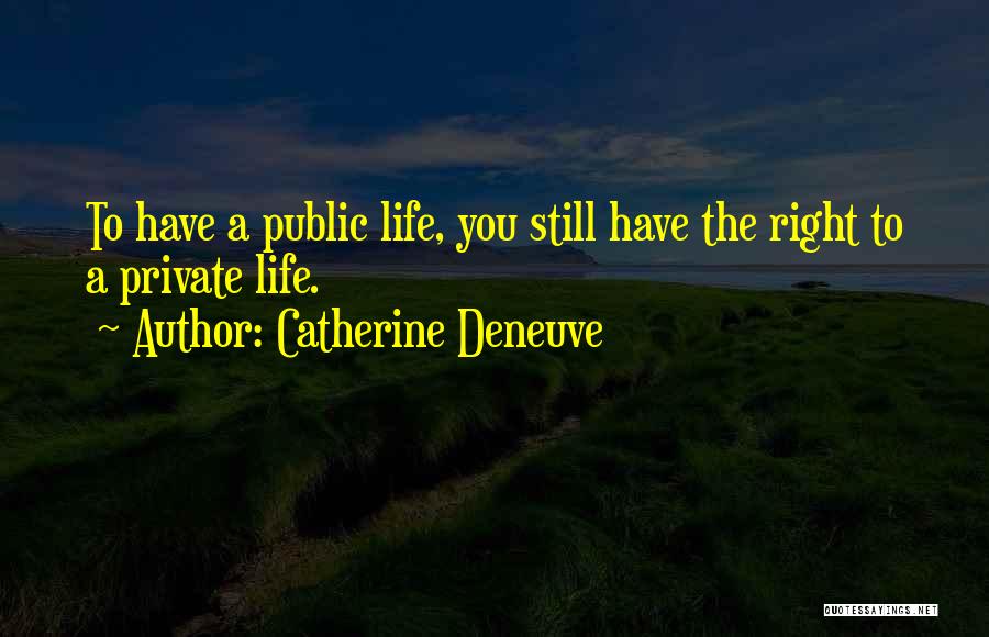 Catherine Deneuve Quotes: To Have A Public Life, You Still Have The Right To A Private Life.