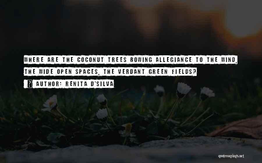 Renita D'Silva Quotes: Where Are The Coconut Trees Bowing Allegiance To The Wind, The Wide Open Spaces, The Verdant Green Fields?