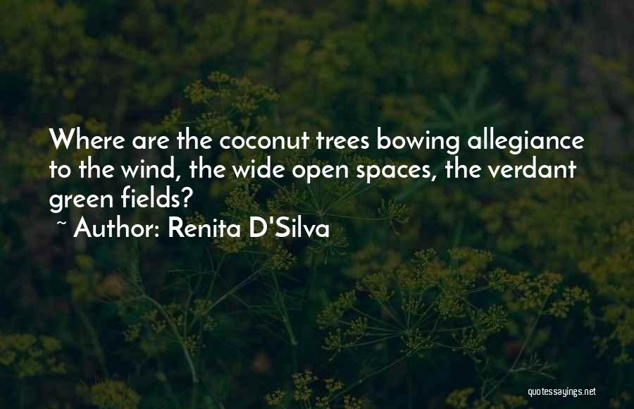 Renita D'Silva Quotes: Where Are The Coconut Trees Bowing Allegiance To The Wind, The Wide Open Spaces, The Verdant Green Fields?