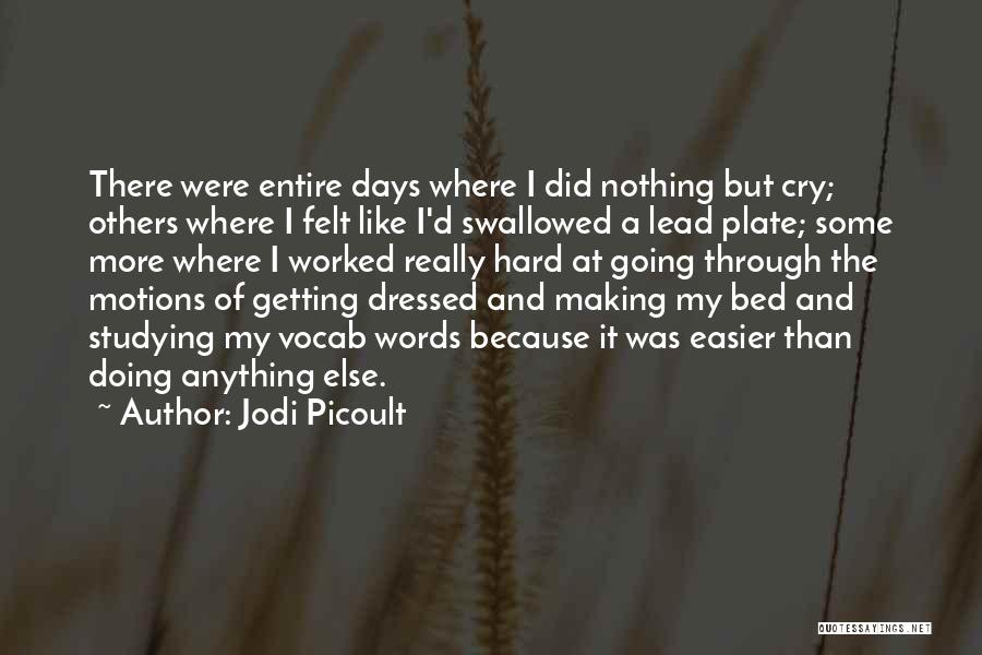 Jodi Picoult Quotes: There Were Entire Days Where I Did Nothing But Cry; Others Where I Felt Like I'd Swallowed A Lead Plate;