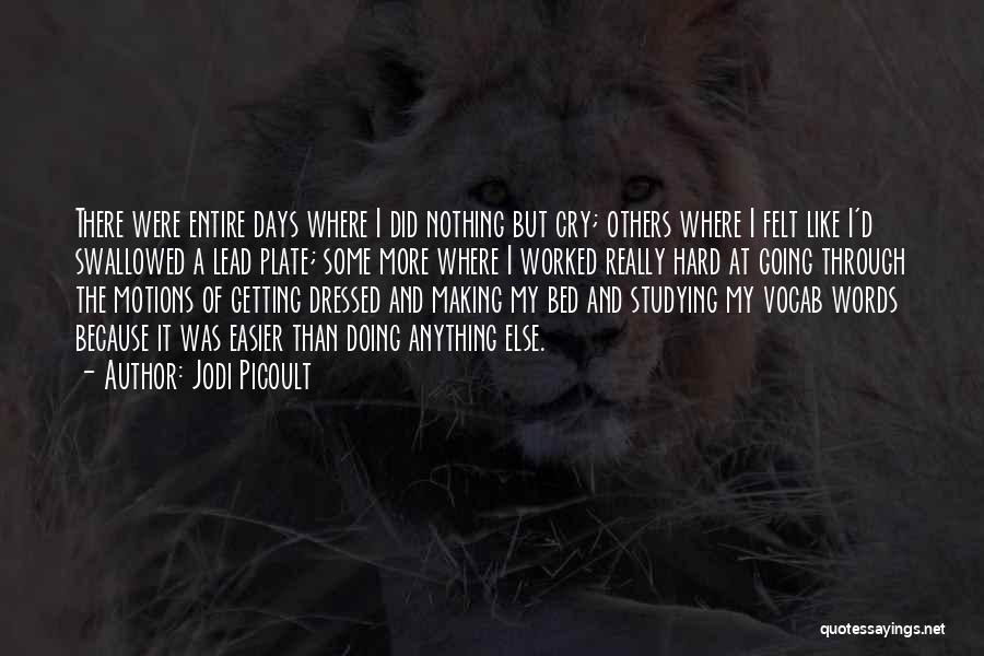 Jodi Picoult Quotes: There Were Entire Days Where I Did Nothing But Cry; Others Where I Felt Like I'd Swallowed A Lead Plate;