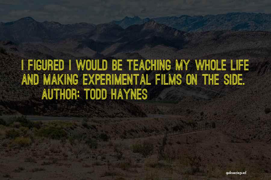 Todd Haynes Quotes: I Figured I Would Be Teaching My Whole Life And Making Experimental Films On The Side.