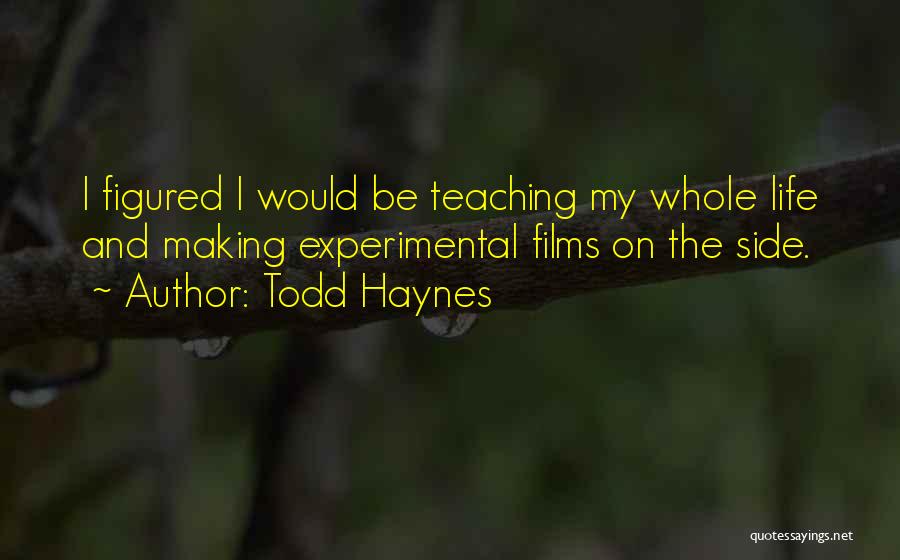 Todd Haynes Quotes: I Figured I Would Be Teaching My Whole Life And Making Experimental Films On The Side.