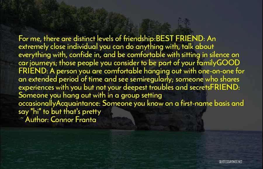 Connor Franta Quotes: For Me, There Are Distinct Levels Of Friendship:best Friend: An Extremely Close Individual You Can Do Anything With, Talk About