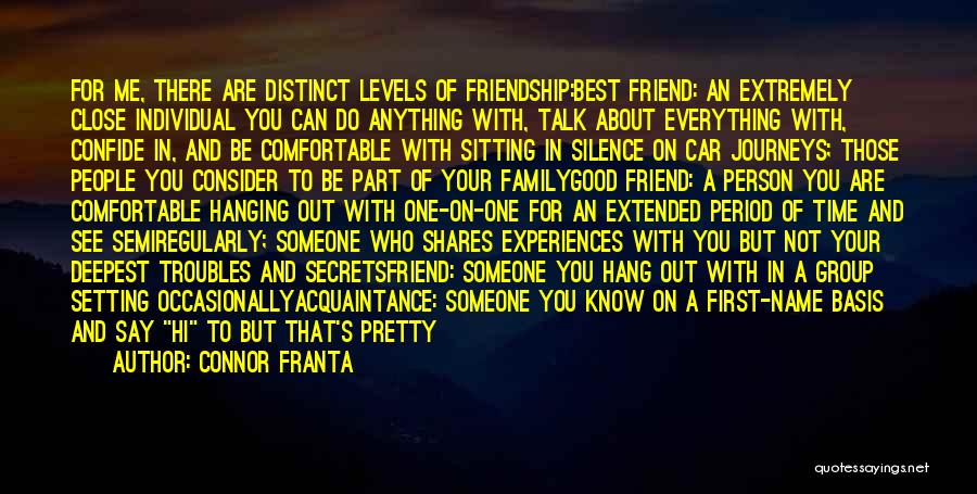 Connor Franta Quotes: For Me, There Are Distinct Levels Of Friendship:best Friend: An Extremely Close Individual You Can Do Anything With, Talk About