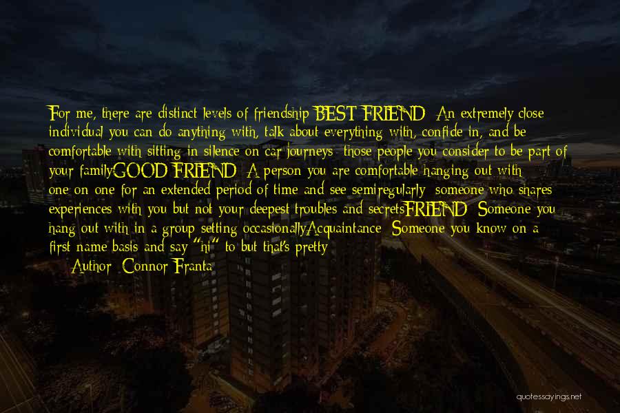 Connor Franta Quotes: For Me, There Are Distinct Levels Of Friendship:best Friend: An Extremely Close Individual You Can Do Anything With, Talk About