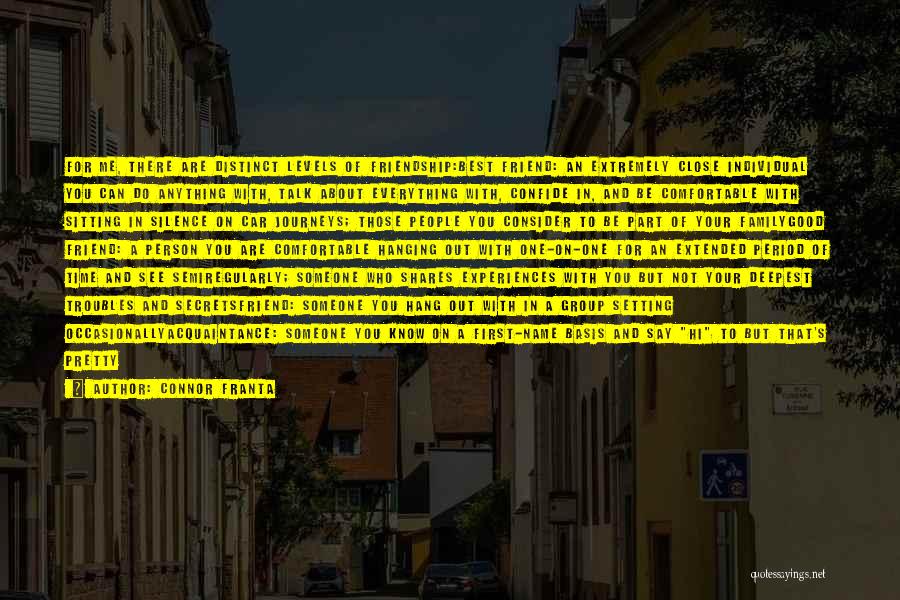 Connor Franta Quotes: For Me, There Are Distinct Levels Of Friendship:best Friend: An Extremely Close Individual You Can Do Anything With, Talk About