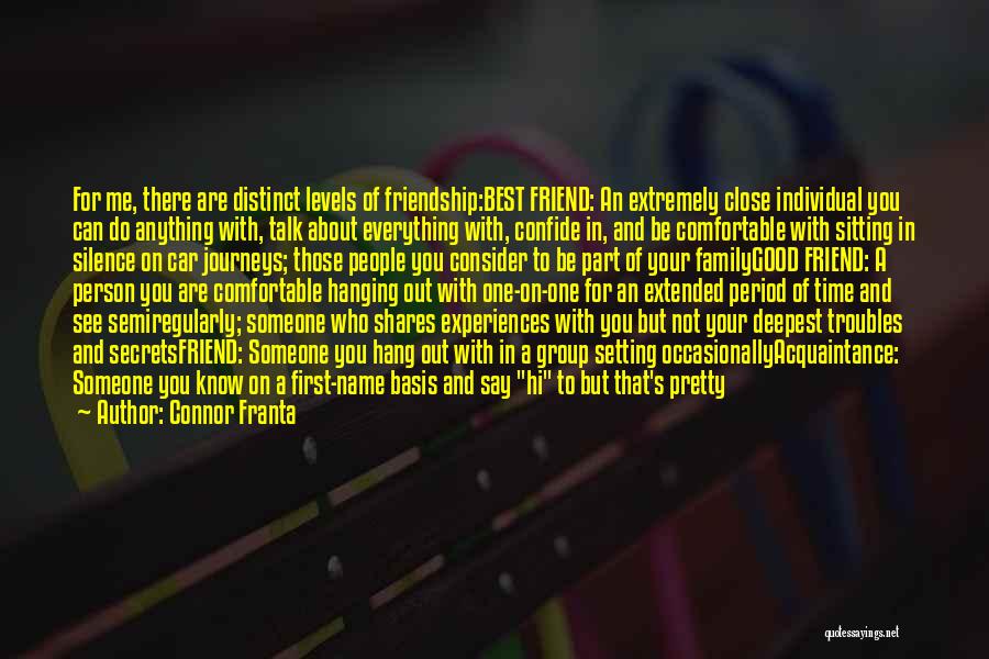 Connor Franta Quotes: For Me, There Are Distinct Levels Of Friendship:best Friend: An Extremely Close Individual You Can Do Anything With, Talk About