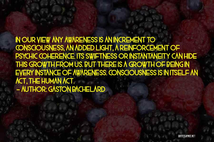 Gaston Bachelard Quotes: In Our View Any Awareness Is An Increment To Consciousness, An Added Light, A Reinforcement Of Psychic Coherence. Its Swiftness