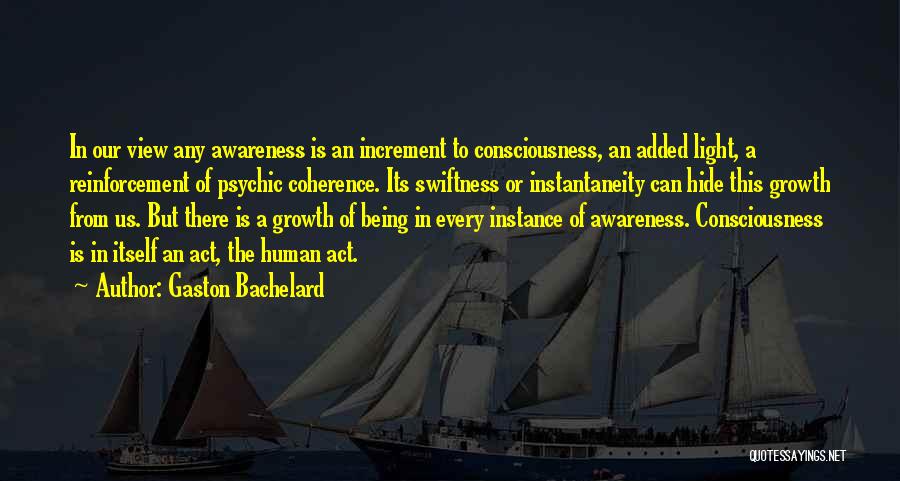 Gaston Bachelard Quotes: In Our View Any Awareness Is An Increment To Consciousness, An Added Light, A Reinforcement Of Psychic Coherence. Its Swiftness