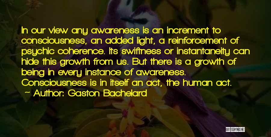 Gaston Bachelard Quotes: In Our View Any Awareness Is An Increment To Consciousness, An Added Light, A Reinforcement Of Psychic Coherence. Its Swiftness