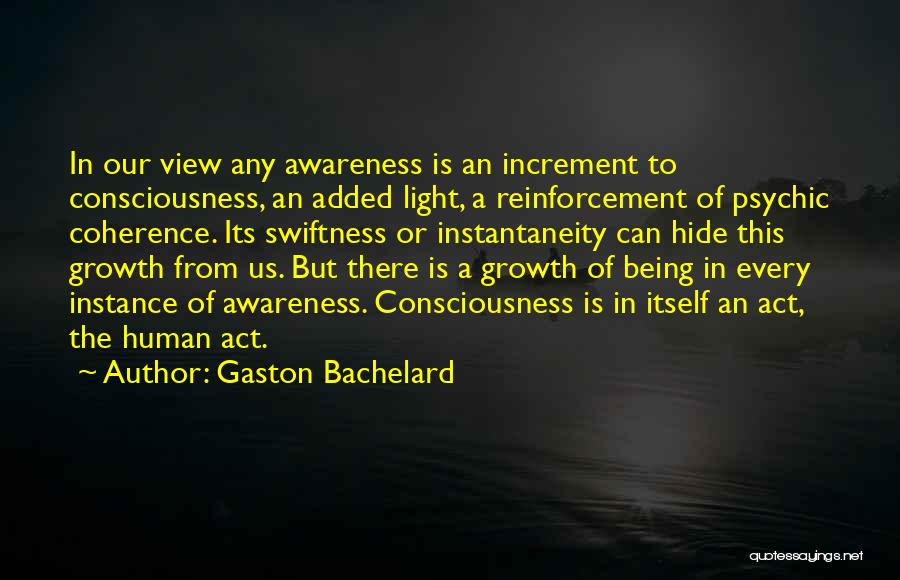 Gaston Bachelard Quotes: In Our View Any Awareness Is An Increment To Consciousness, An Added Light, A Reinforcement Of Psychic Coherence. Its Swiftness