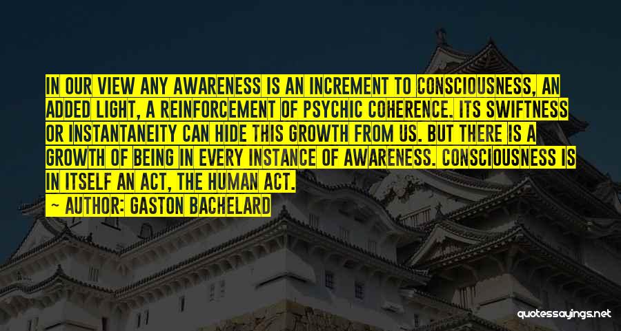 Gaston Bachelard Quotes: In Our View Any Awareness Is An Increment To Consciousness, An Added Light, A Reinforcement Of Psychic Coherence. Its Swiftness