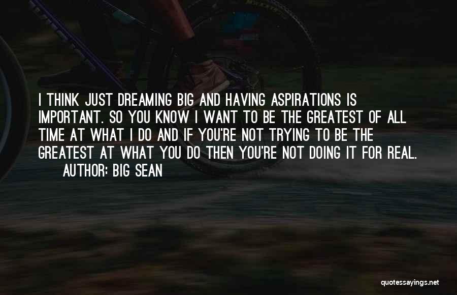 Big Sean Quotes: I Think Just Dreaming Big And Having Aspirations Is Important. So You Know I Want To Be The Greatest Of