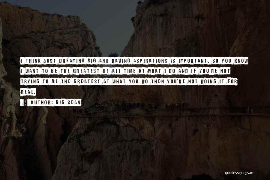 Big Sean Quotes: I Think Just Dreaming Big And Having Aspirations Is Important. So You Know I Want To Be The Greatest Of