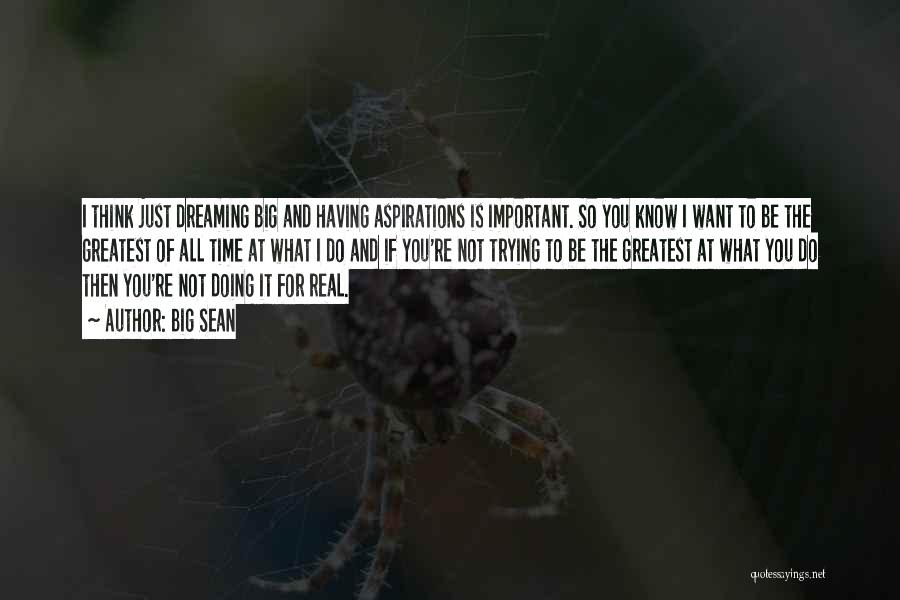 Big Sean Quotes: I Think Just Dreaming Big And Having Aspirations Is Important. So You Know I Want To Be The Greatest Of