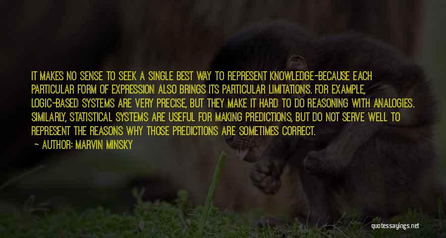 Marvin Minsky Quotes: It Makes No Sense To Seek A Single Best Way To Represent Knowledge-because Each Particular Form Of Expression Also Brings