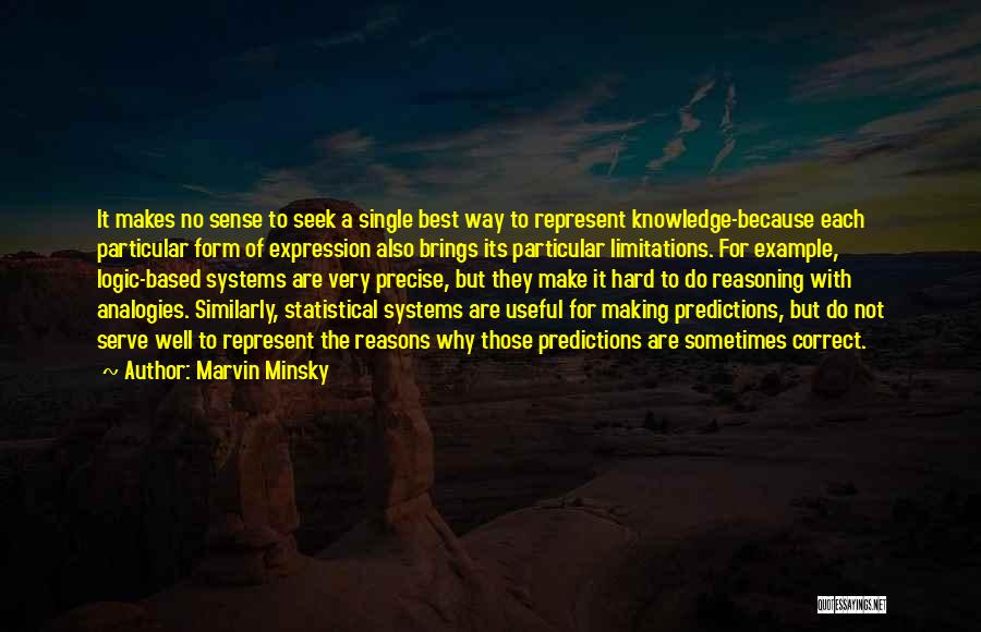 Marvin Minsky Quotes: It Makes No Sense To Seek A Single Best Way To Represent Knowledge-because Each Particular Form Of Expression Also Brings