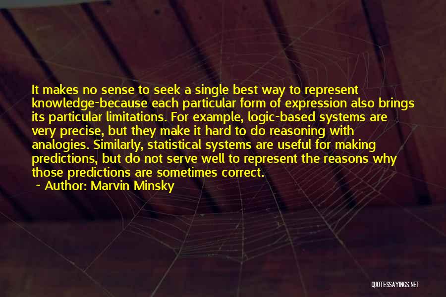 Marvin Minsky Quotes: It Makes No Sense To Seek A Single Best Way To Represent Knowledge-because Each Particular Form Of Expression Also Brings