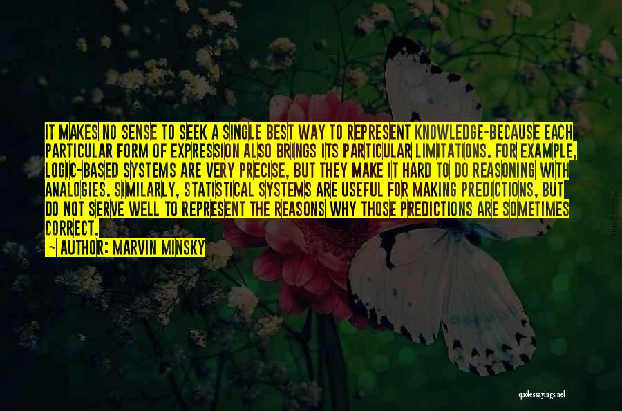 Marvin Minsky Quotes: It Makes No Sense To Seek A Single Best Way To Represent Knowledge-because Each Particular Form Of Expression Also Brings