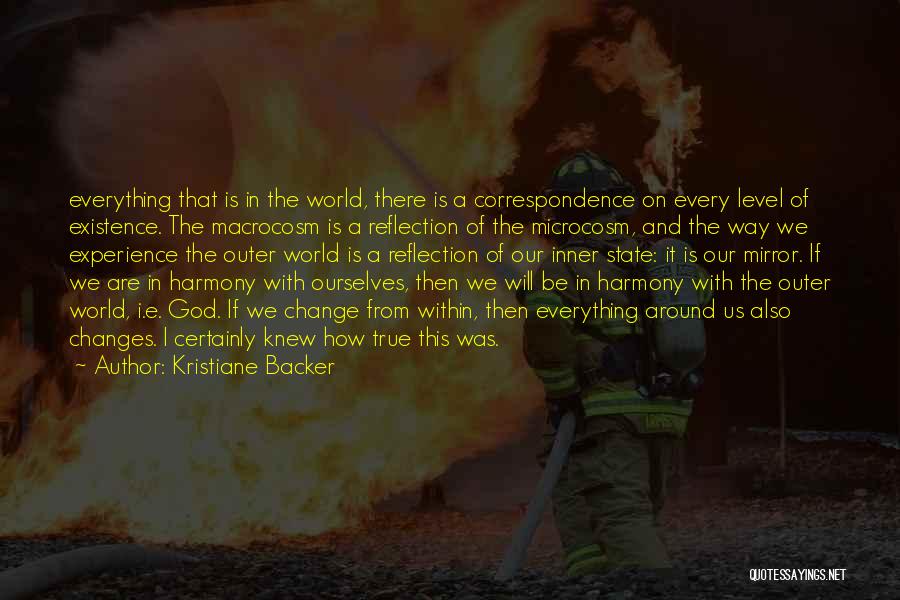 Kristiane Backer Quotes: Everything That Is In The World, There Is A Correspondence On Every Level Of Existence. The Macrocosm Is A Reflection