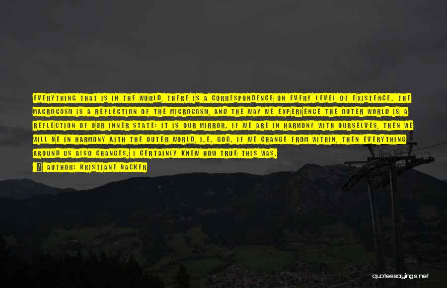 Kristiane Backer Quotes: Everything That Is In The World, There Is A Correspondence On Every Level Of Existence. The Macrocosm Is A Reflection