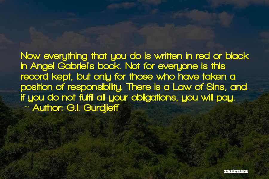 G.I. Gurdjieff Quotes: Now Everything That You Do Is Written In Red Or Black In Angel Gabriel's Book. Not For Everyone Is This