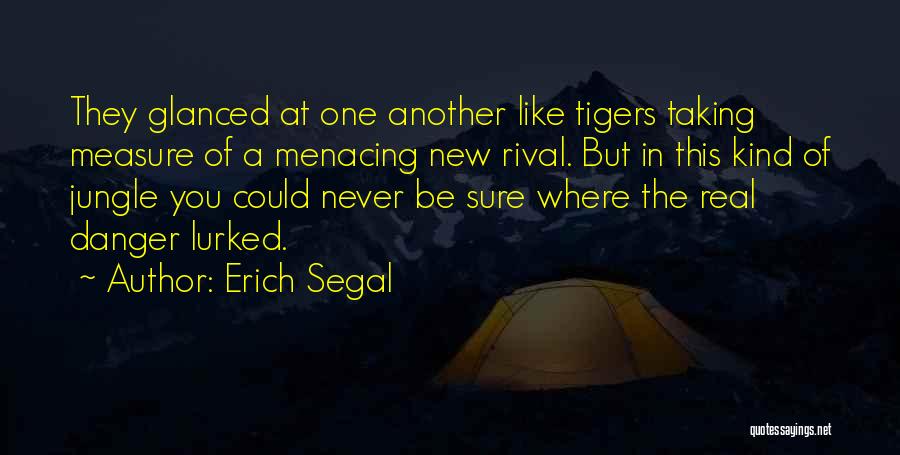 Erich Segal Quotes: They Glanced At One Another Like Tigers Taking Measure Of A Menacing New Rival. But In This Kind Of Jungle