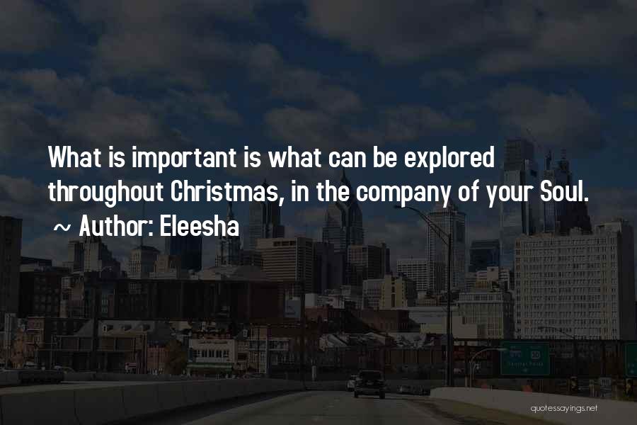 Eleesha Quotes: What Is Important Is What Can Be Explored Throughout Christmas, In The Company Of Your Soul.