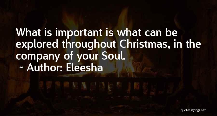 Eleesha Quotes: What Is Important Is What Can Be Explored Throughout Christmas, In The Company Of Your Soul.