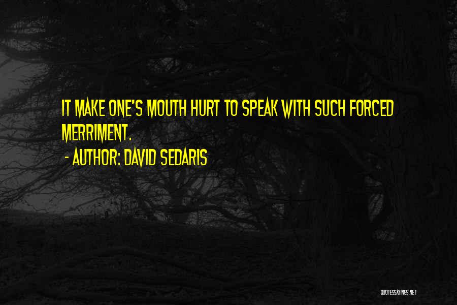 David Sedaris Quotes: It Make One's Mouth Hurt To Speak With Such Forced Merriment.