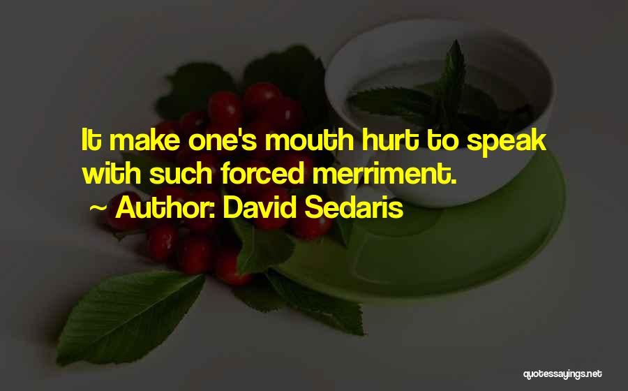 David Sedaris Quotes: It Make One's Mouth Hurt To Speak With Such Forced Merriment.