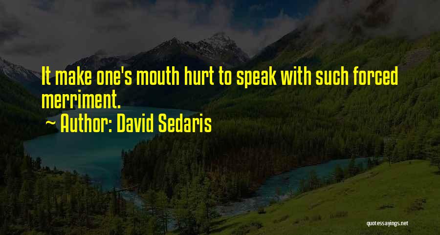 David Sedaris Quotes: It Make One's Mouth Hurt To Speak With Such Forced Merriment.