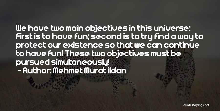 Mehmet Murat Ildan Quotes: We Have Two Main Objectives In This Universe: First Is To Have Fun; Second Is To Try Find A Way