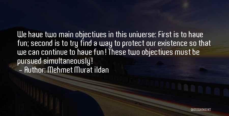 Mehmet Murat Ildan Quotes: We Have Two Main Objectives In This Universe: First Is To Have Fun; Second Is To Try Find A Way