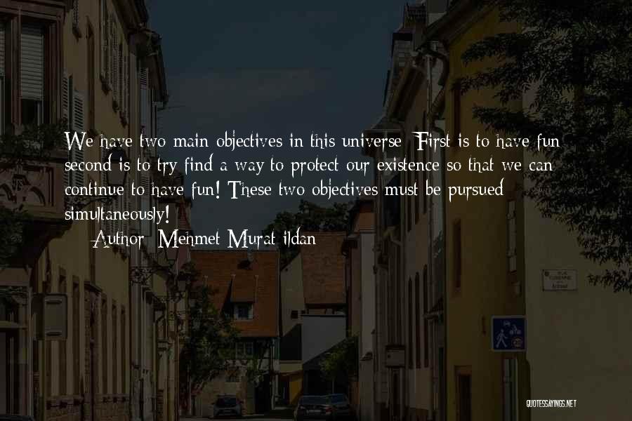 Mehmet Murat Ildan Quotes: We Have Two Main Objectives In This Universe: First Is To Have Fun; Second Is To Try Find A Way