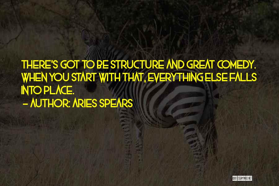 Aries Spears Quotes: There's Got To Be Structure And Great Comedy. When You Start With That, Everything Else Falls Into Place.