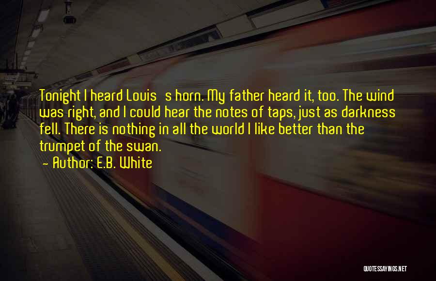 E.B. White Quotes: Tonight I Heard Louis's Horn. My Father Heard It, Too. The Wind Was Right, And I Could Hear The Notes