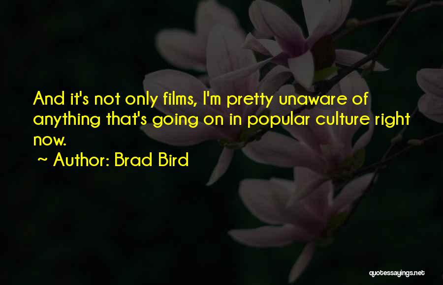 Brad Bird Quotes: And It's Not Only Films, I'm Pretty Unaware Of Anything That's Going On In Popular Culture Right Now.