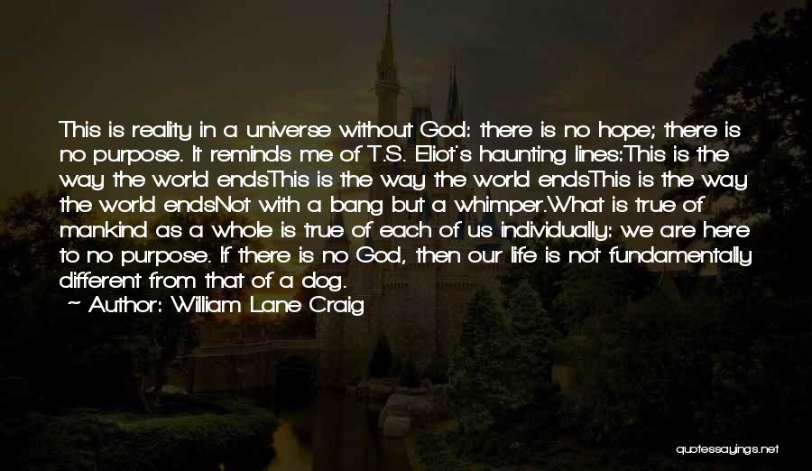 William Lane Craig Quotes: This Is Reality In A Universe Without God: There Is No Hope; There Is No Purpose. It Reminds Me Of