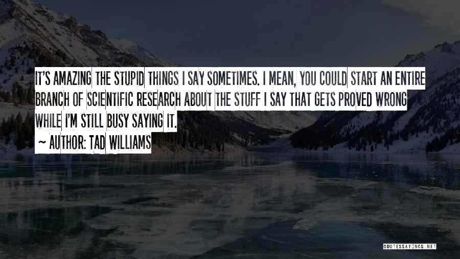 Tad Williams Quotes: It's Amazing The Stupid Things I Say Sometimes. I Mean, You Could Start An Entire Branch Of Scientific Research About