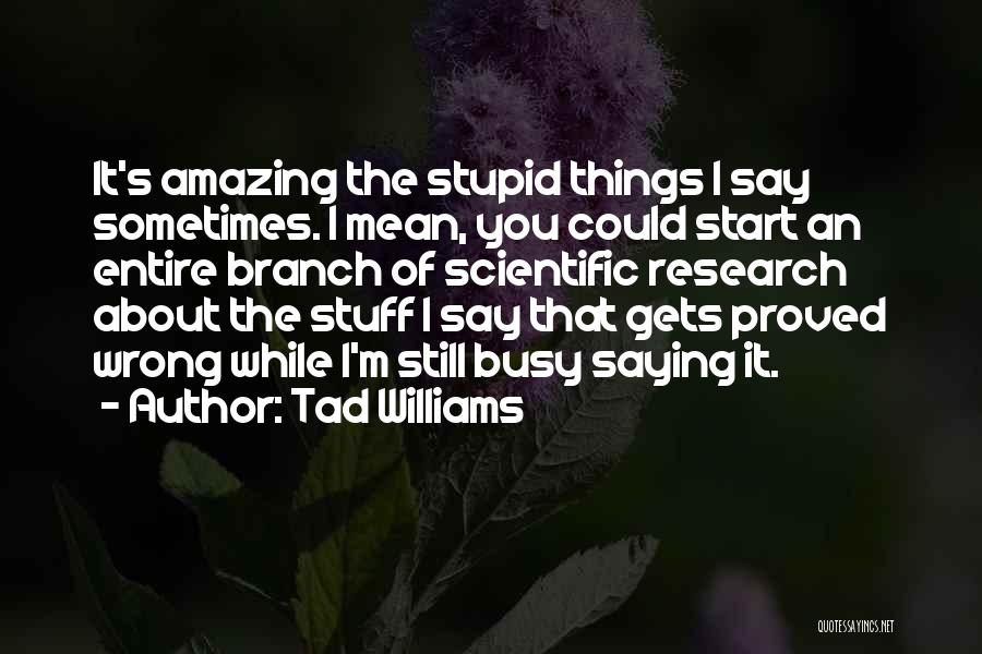 Tad Williams Quotes: It's Amazing The Stupid Things I Say Sometimes. I Mean, You Could Start An Entire Branch Of Scientific Research About